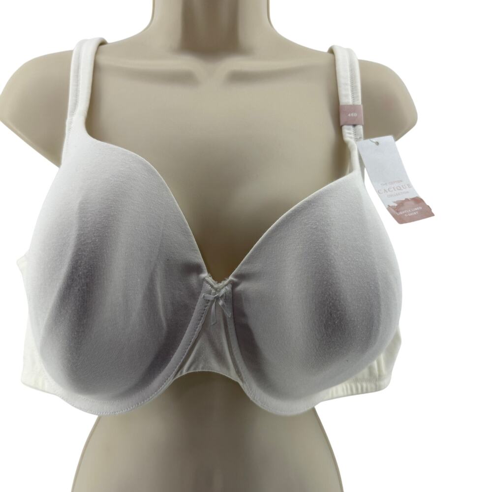 Lane Bryant Cacique Lightly Lined T-Shirt Bra White Cream Square 46D